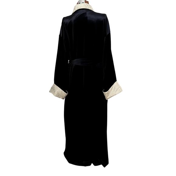 Natori Private Luxuries Sz L Velvet Robe Black Silk Maxi Luxury Elegant Glam - Picture 3 of 16